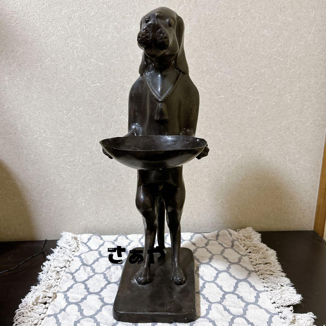 銅置物⑅犬(丸皿)⑅インドネシア