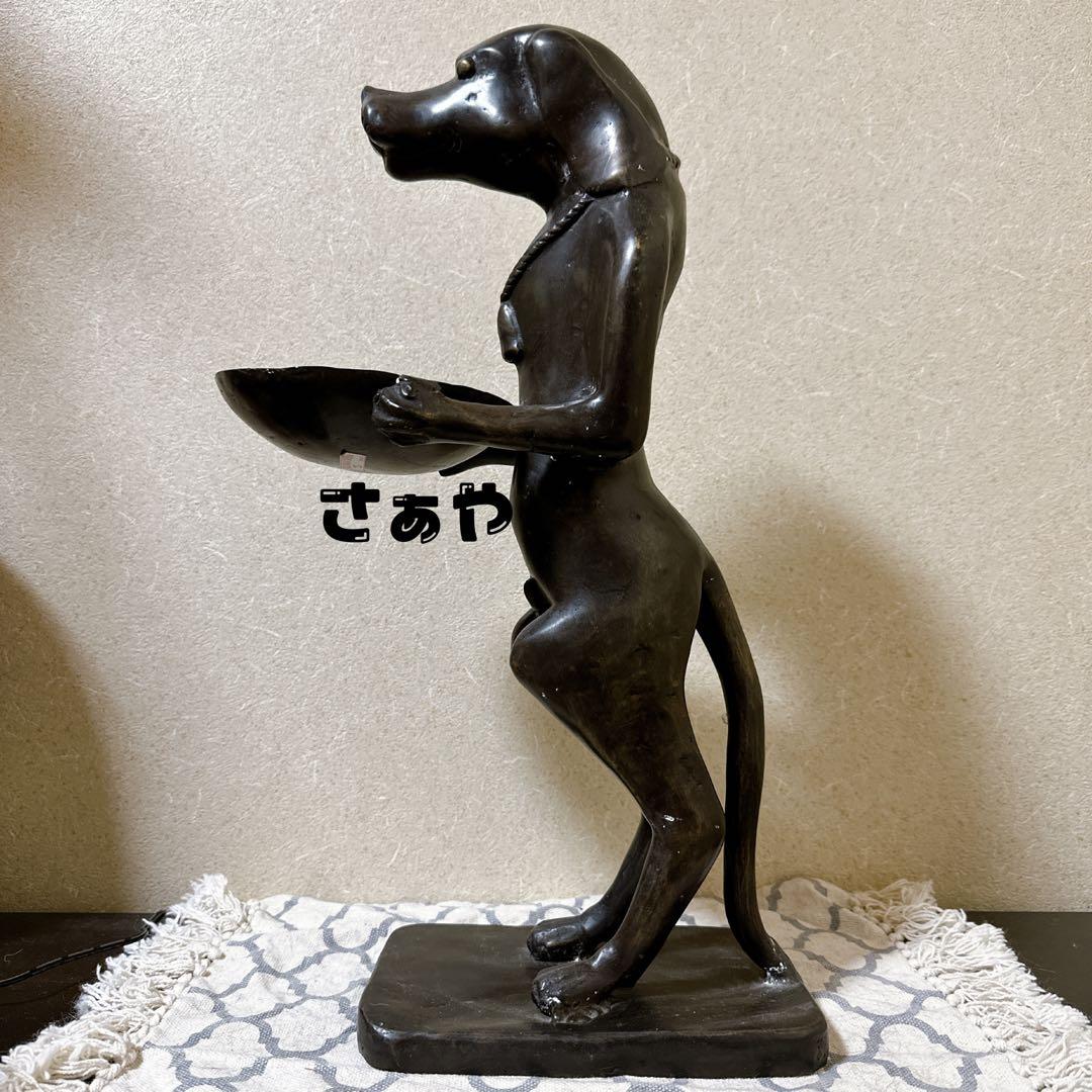 銅置物⑅犬(丸皿)⑅インドネシア