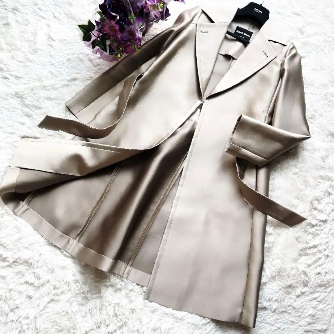 美品　GIORGIOARMANIアルマーニ　シルク　トレンチコート 上品な光沢感