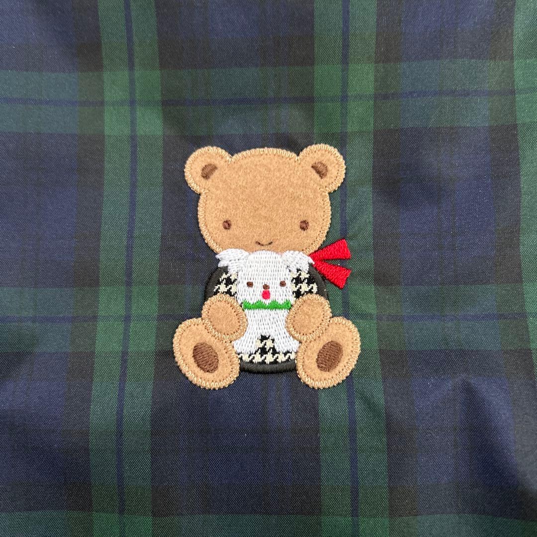 クマ刺繍付きチェック柄マザーズバッグ