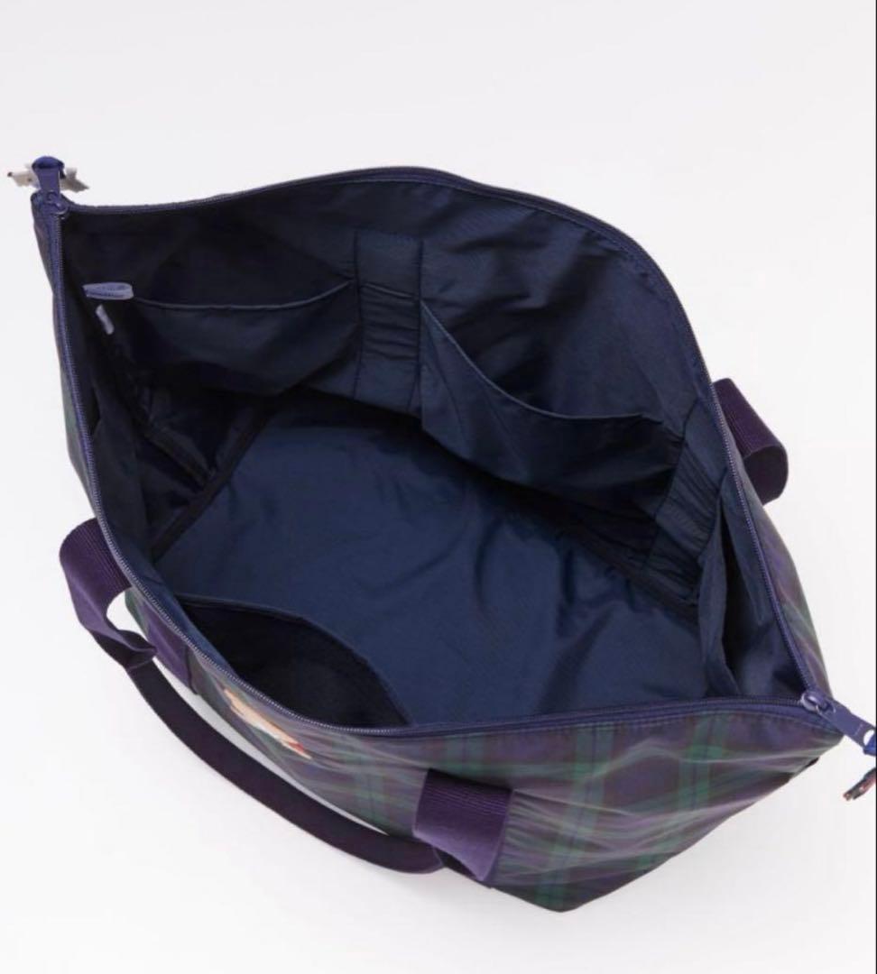 クマ刺繍付きチェック柄マザーズバッグ