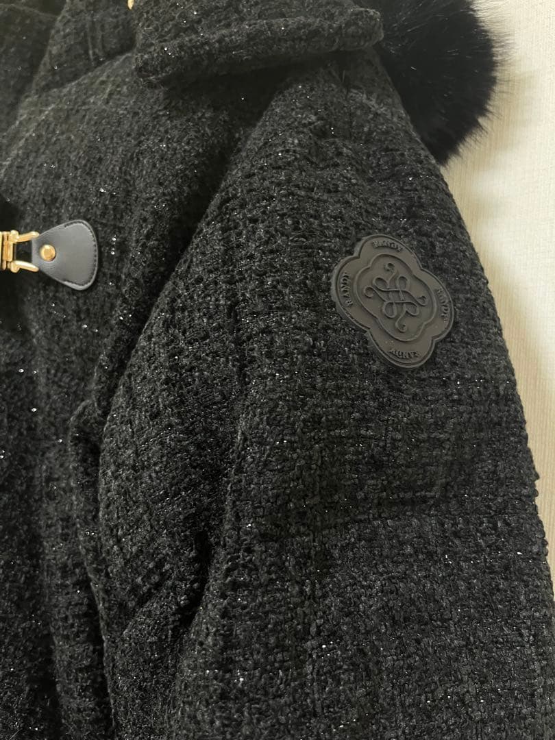 Randy アシンメトリーバックルツイードパデットジャケット ブラック