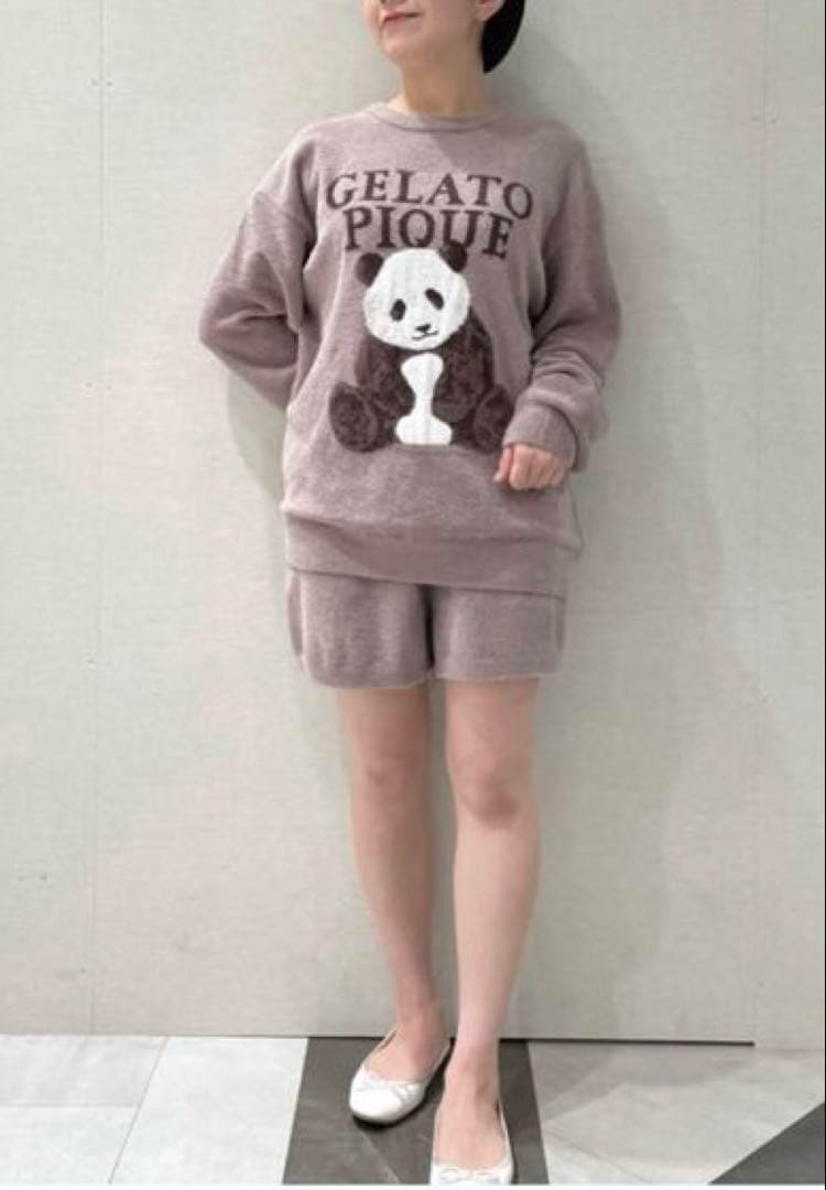 【新品】ジェラートピケ　パンダジャガードプルオーバー ショートパンツ上下セット