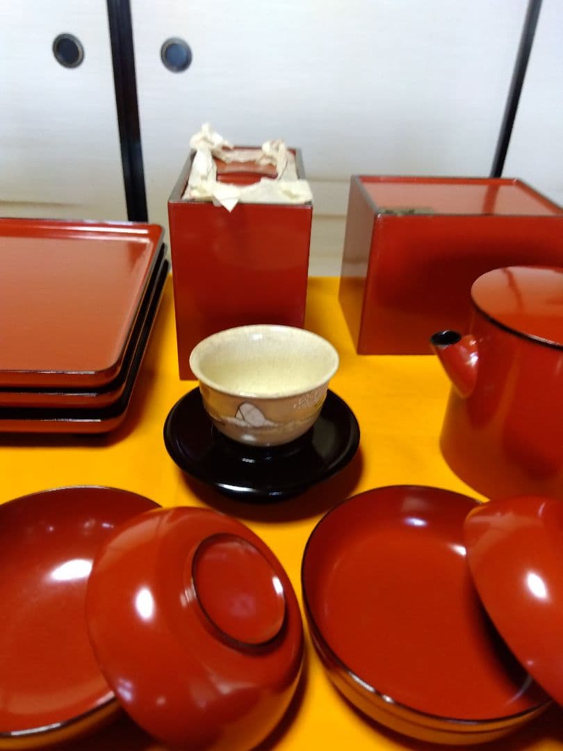 輪島塗　野点セット三人前　重箱　椀四種