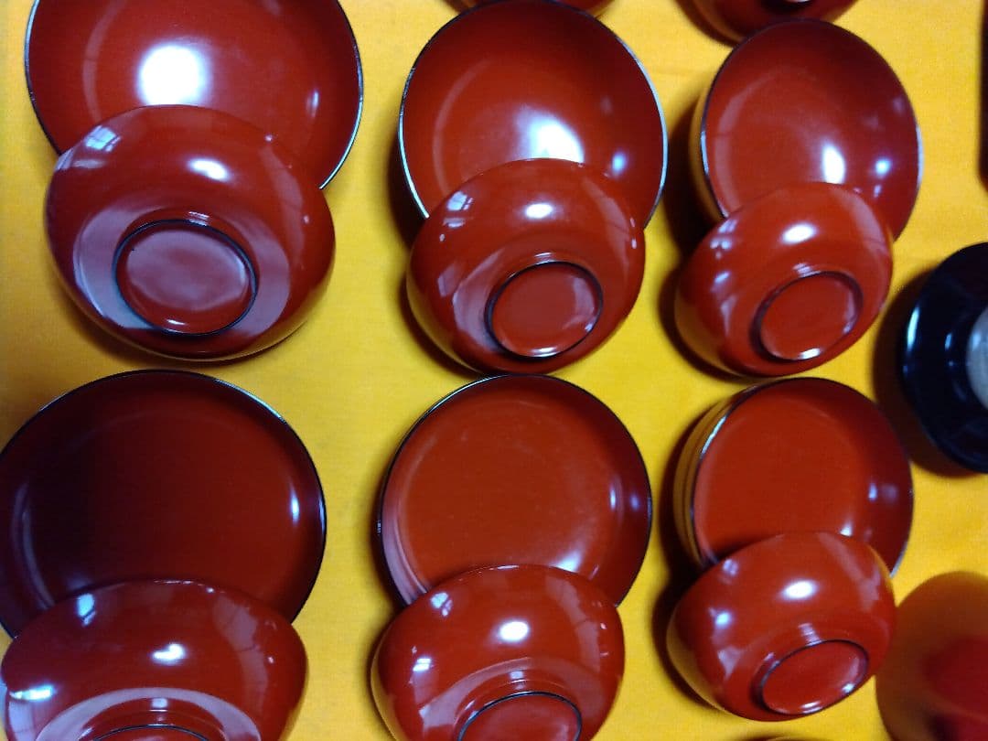 輪島塗　野点セット三人前　重箱　椀四種