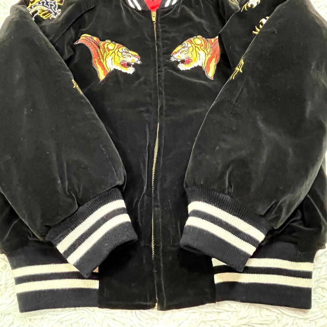 Greeman ベロア スカジャン M ベトジャン 横須賀 刺繍 別珍 ブラック