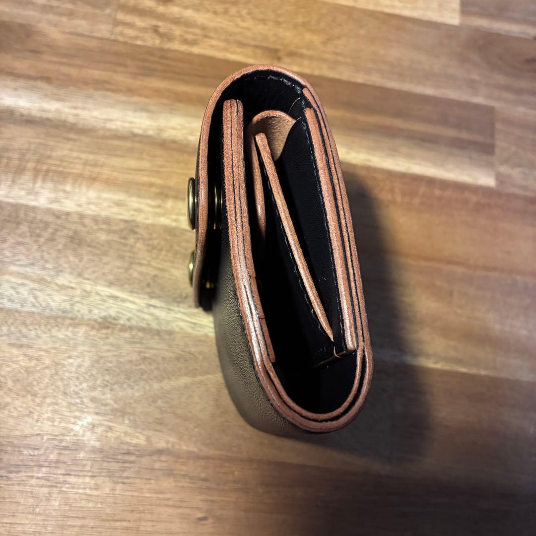 ショートトラッカーウォレット　栃木レザー　オイルレザー　丘染めブラック