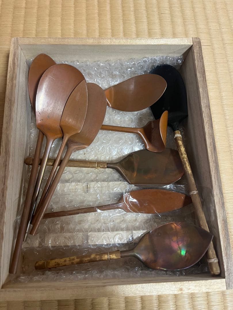 茶道具 菓子匙揃 竹柄金属製 桐箱入 Tea Tools