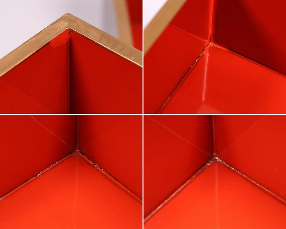 【MB207】時代漆芸 絵変金蒔絵 五段重箱 蓋二枚 小紋 梨地 内朱塗 天然木