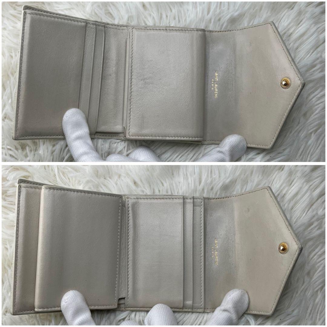 【大人気】サンローラン 財布 YSL キャビアスキン ホワイト コンパクト