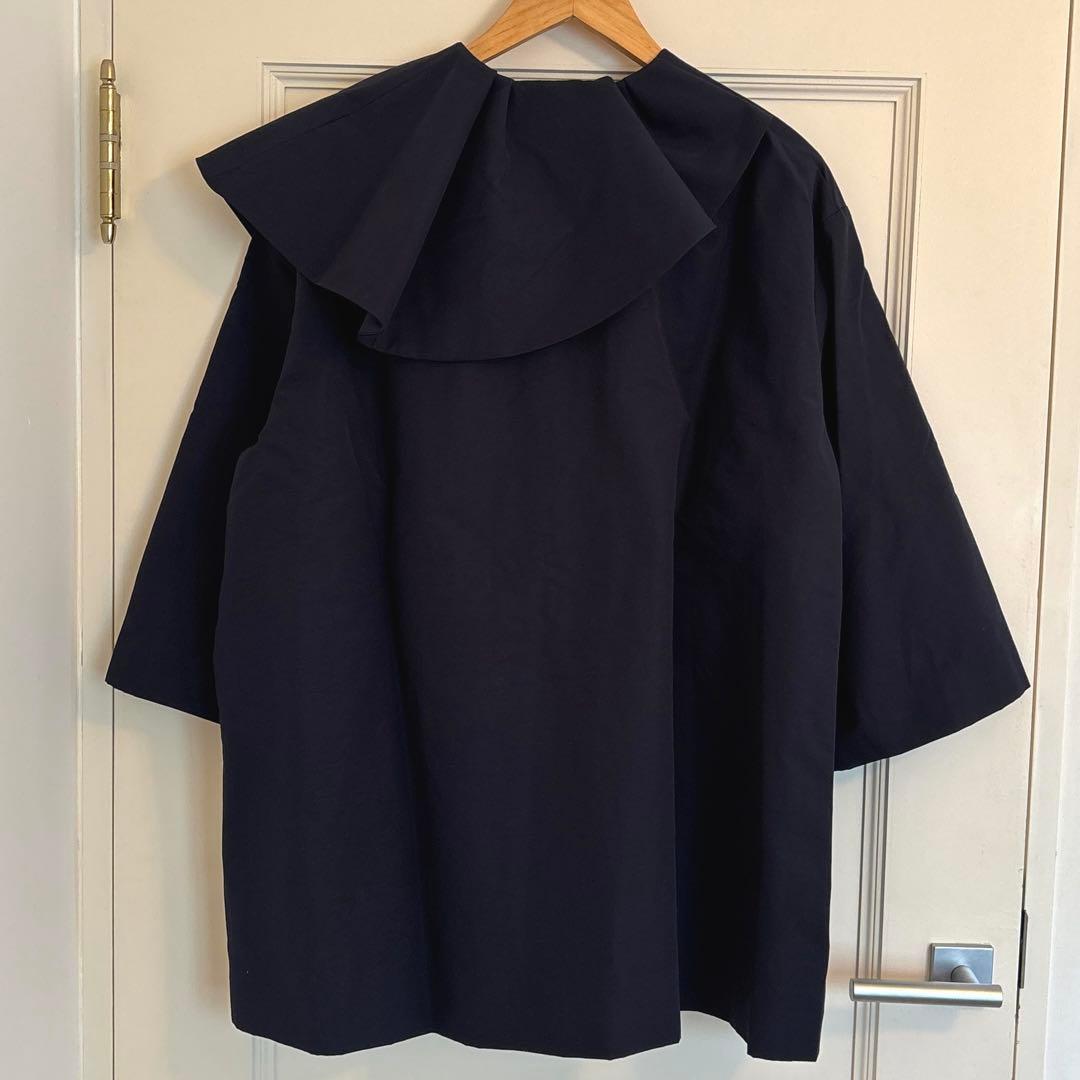 【未使用品】yori ツイルサイドフレアコート 36ネイビー