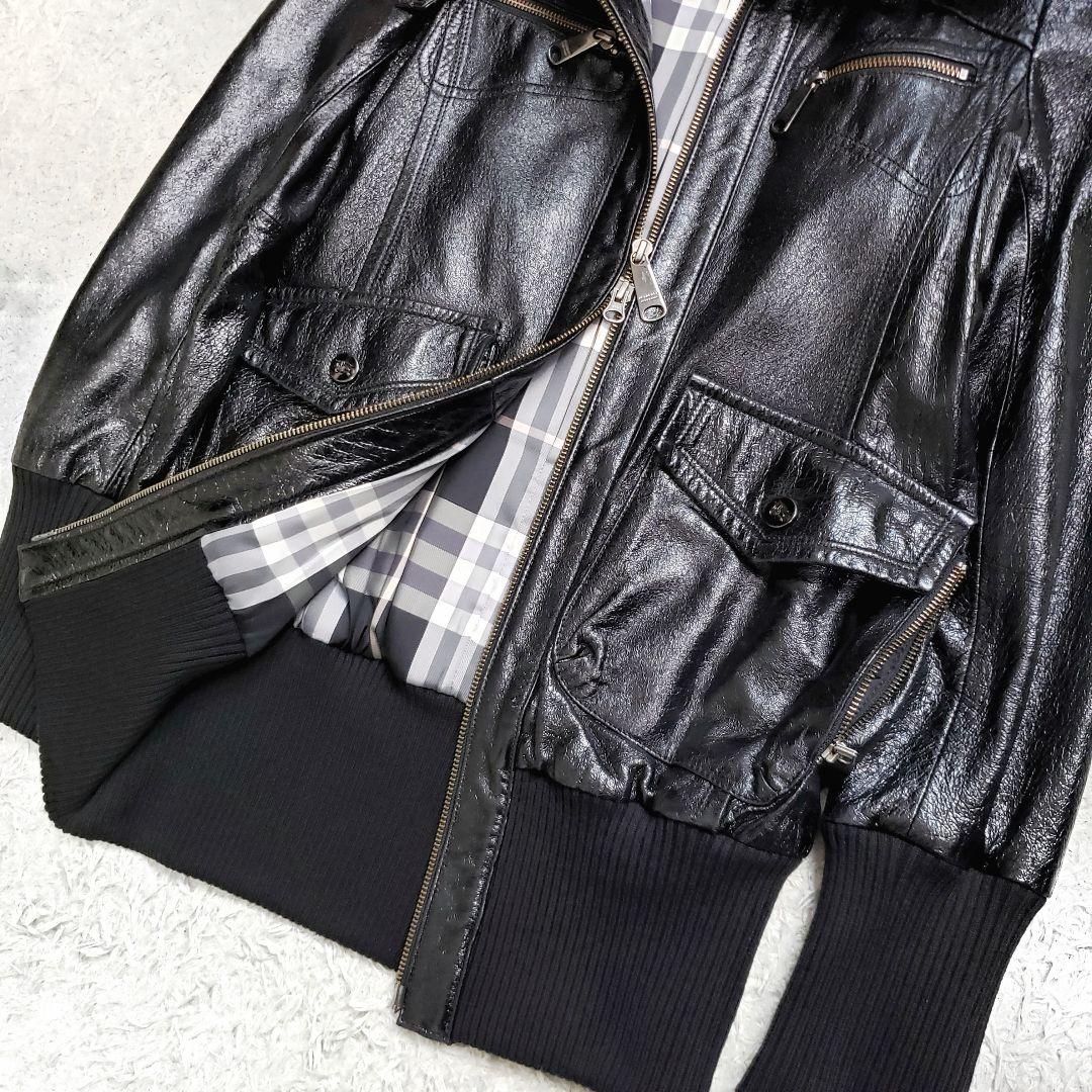希少✨極美品 バーバリーブルーレーベル レザージャケット ファー襟 ノバチェック