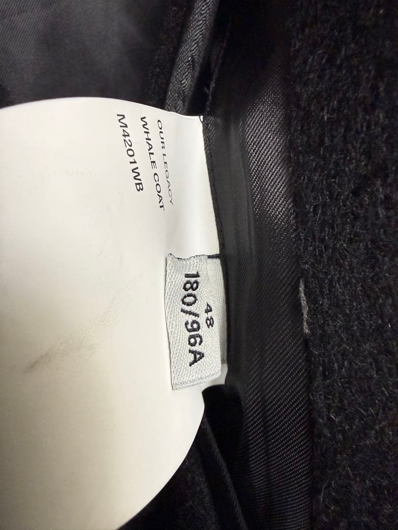 ジャケット・アウター OUR LEGACY WHALE COAT Black Hairy Wool