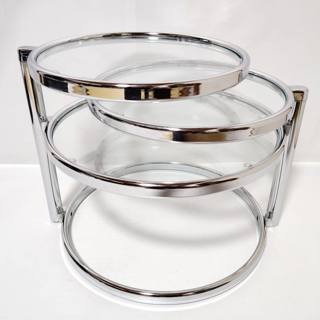 ミッドセンチュリー ガラステーブル サイドテーブル 3段