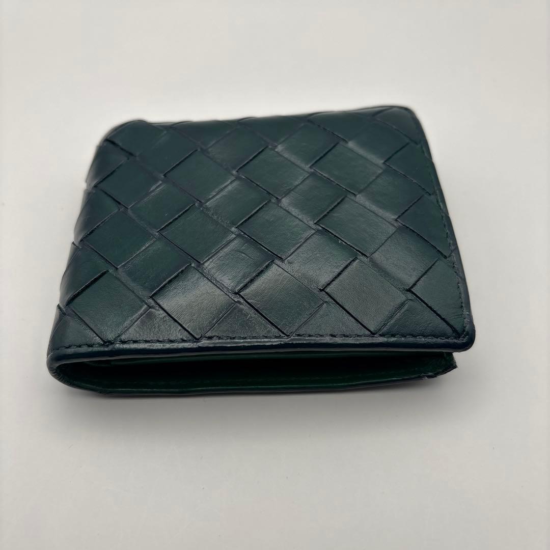 ◆正規品◆現行ボッティガヴェネタイントレチャート 二つ折りサイフダークグリーン