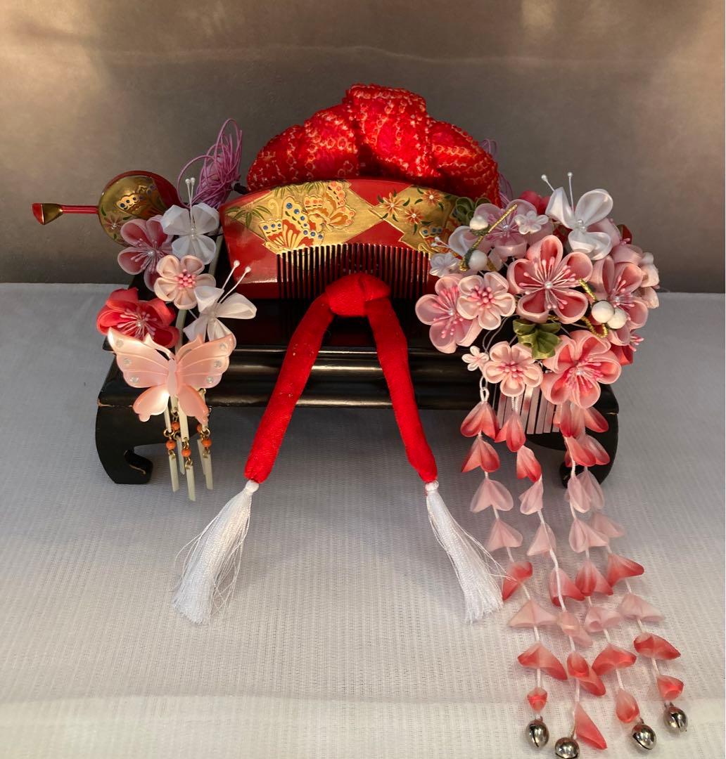 専用　成人式　てふてふ春爛漫　蝶舞う花簪　蝶ビラ簪　櫛平打ち簪　玉簪　水引簪