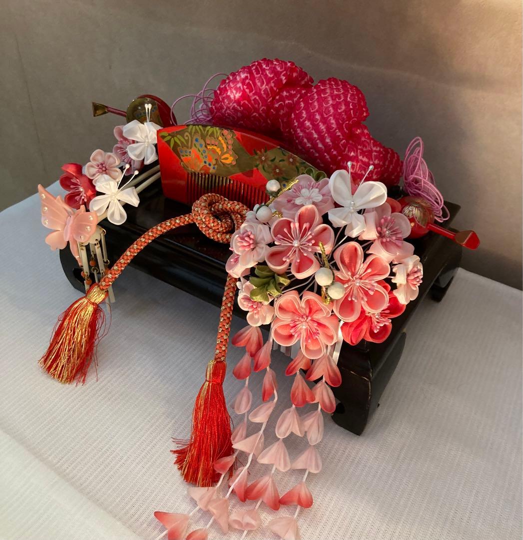専用　成人式　てふてふ春爛漫　蝶舞う花簪　蝶ビラ簪　櫛平打ち簪　玉簪　水引簪