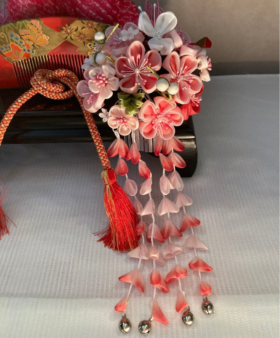 専用　成人式　てふてふ春爛漫　蝶舞う花簪　蝶ビラ簪　櫛平打ち簪　玉簪　水引簪