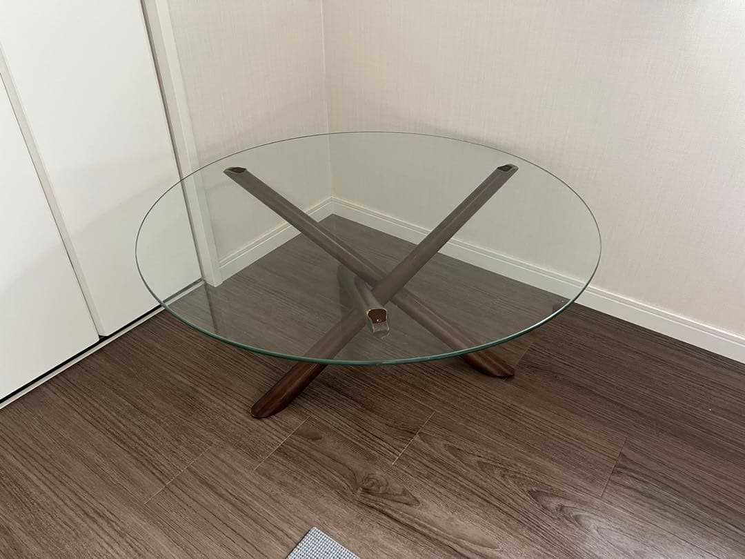 noce 円形ガラステーブル ダークブラウン
