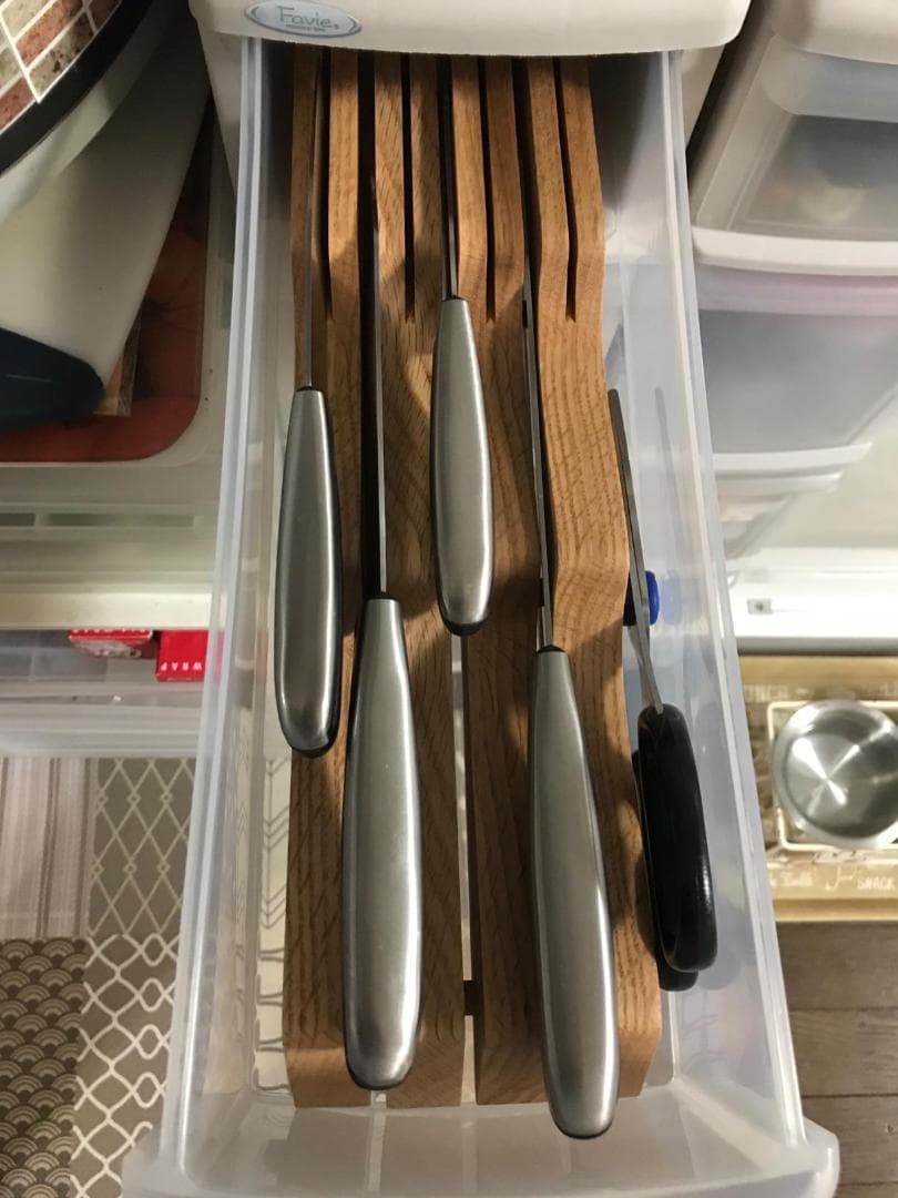 【滑り止め付き】 7本用包丁立て 木製 キッチン収納