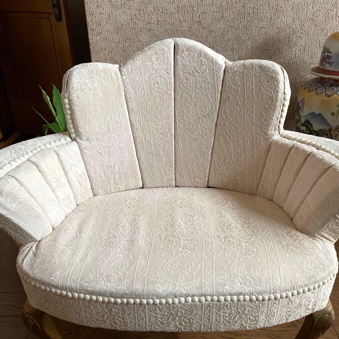 【商品】ヴィンテージ　猫足　シェル型　ソファチェア　撮影用