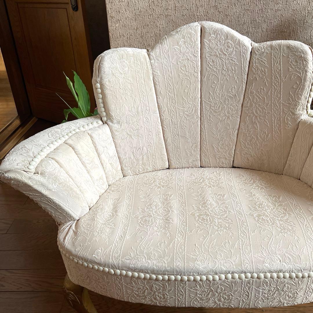 【商品】ヴィンテージ　猫足　シェル型　ソファチェア　撮影用