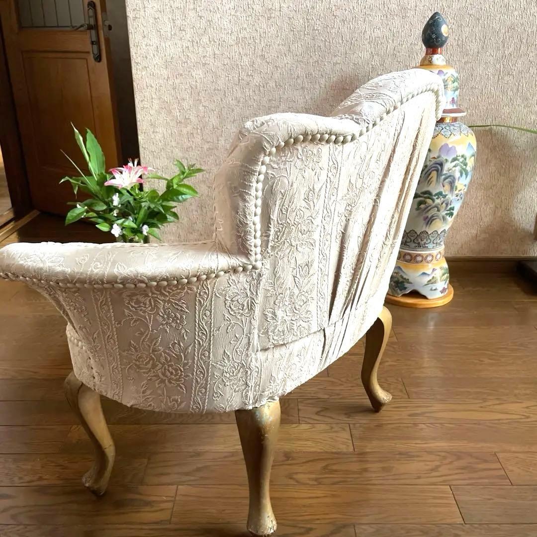 【商品】ヴィンテージ　猫足　シェル型　ソファチェア　撮影用