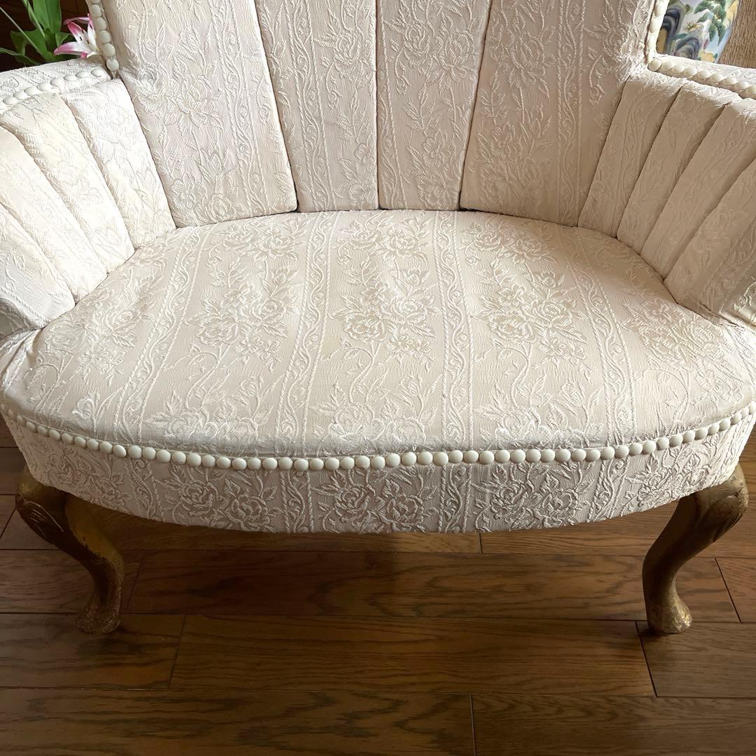 【商品】ヴィンテージ　猫足　シェル型　ソファチェア　撮影用