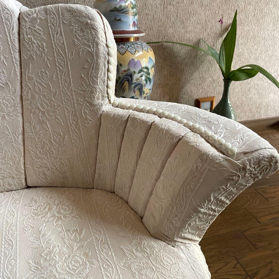 【商品】ヴィンテージ　猫足　シェル型　ソファチェア　撮影用