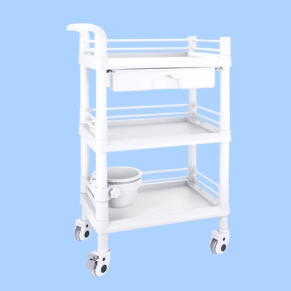医療用ワゴン　ワゴン 3段　キャスター付 汚れ物バケツ付 医療用トロリー