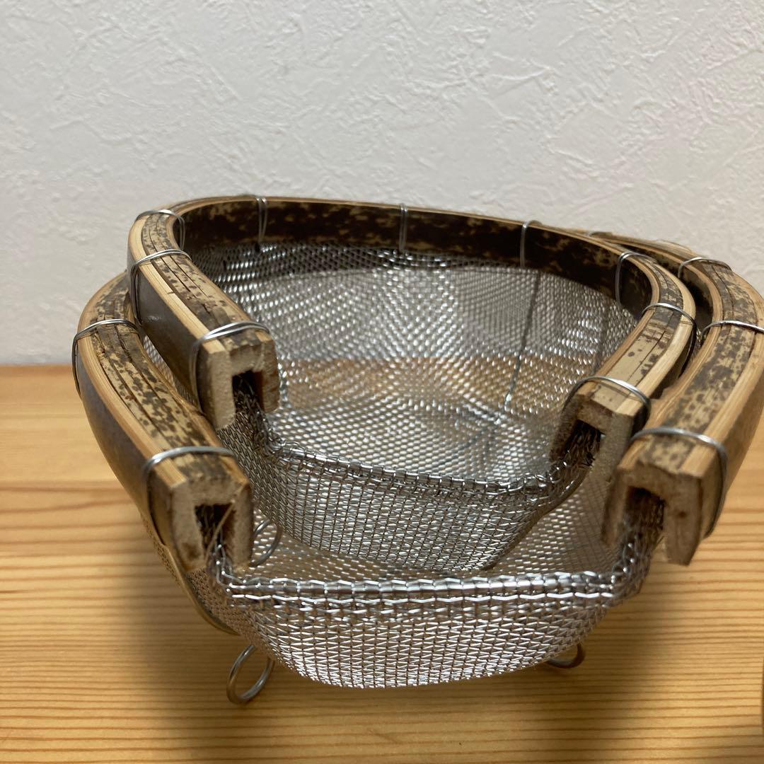 廃盤　虎竹　水切ステンレスざる　竹虎　希少　未使用　3個セット　ザル　竹細工