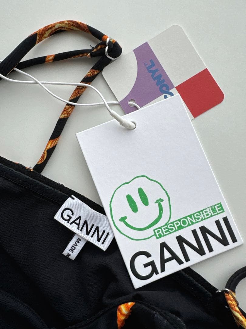 【新品】GANNI ガニー　ブラック スイムウエア ワンピース水着