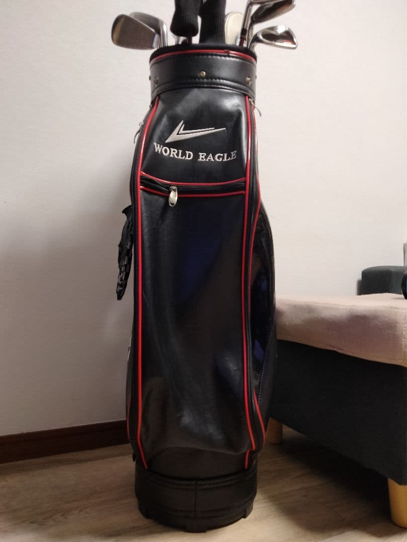 WORLD EAGLE キャディバッグ ブラック/レッド　マーク