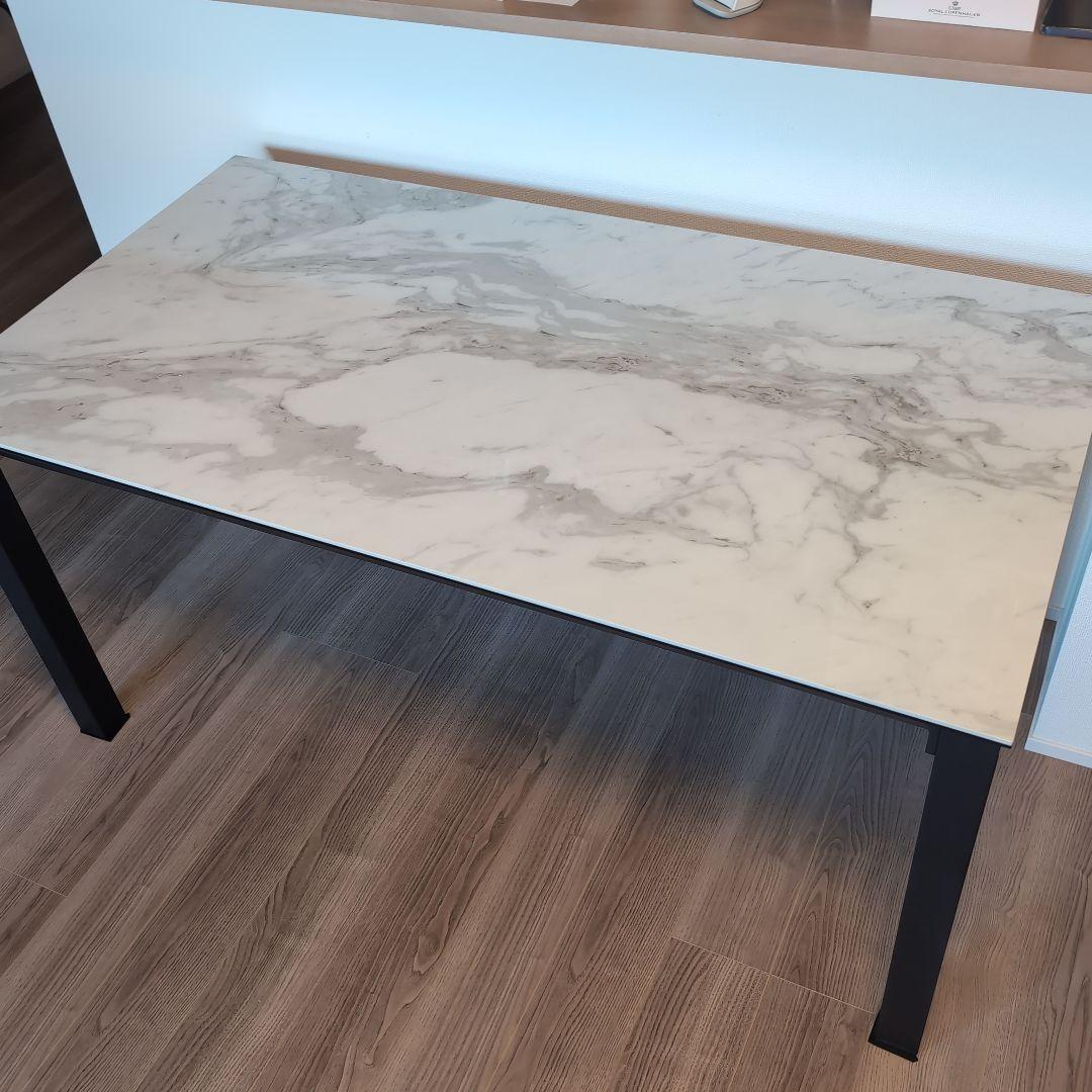 セラミック　大理石風　強化ガラス　ダイニングテーブル 長方形