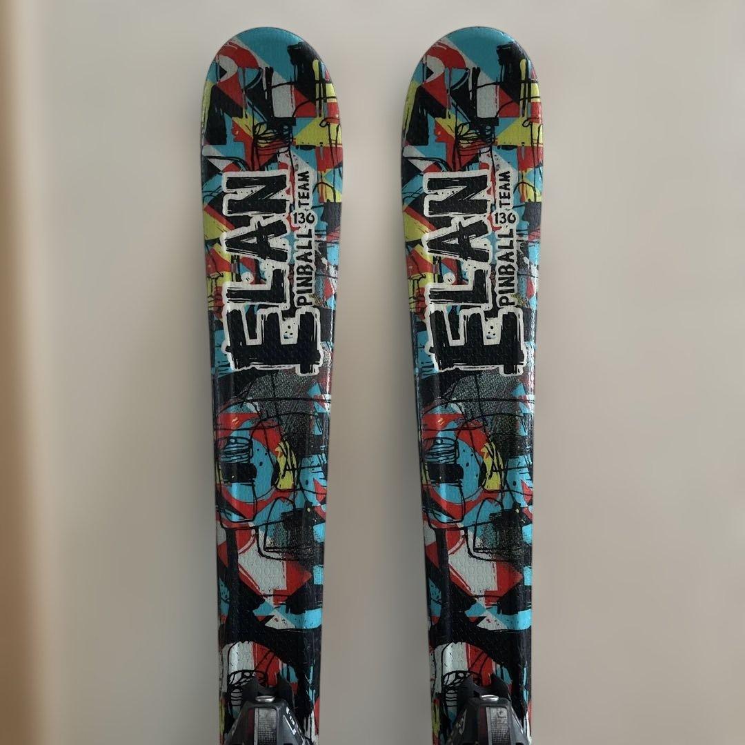 ELAN 130cm pinball ジュニア スキー板 サロモンストック付