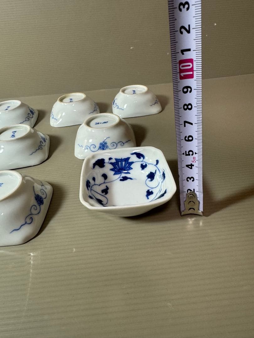 2893 深川製磁　染付唐草蓮花紋　小鉢　10客　6cm 時代物