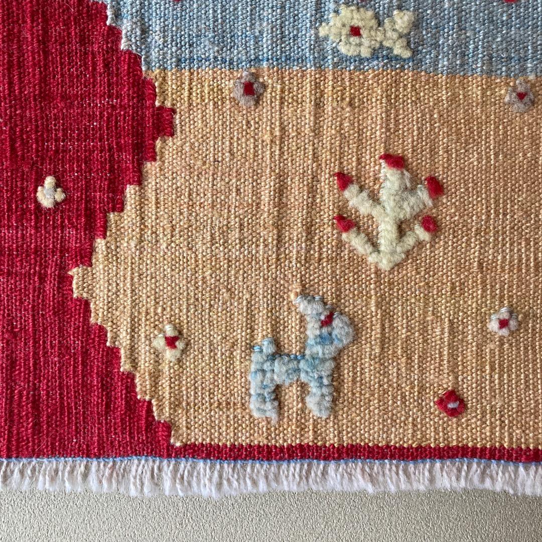 風景のキリム イラン ギャッベ カシュガイ族 動物 魚 遊牧民