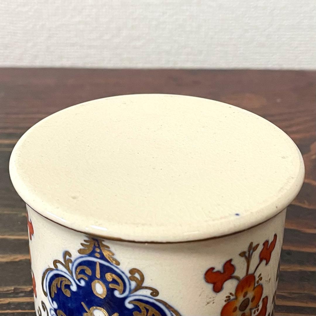 英国アンティーク キャニスター 金彩 蓋物 ふたもの 小物入れ 煙草入れ