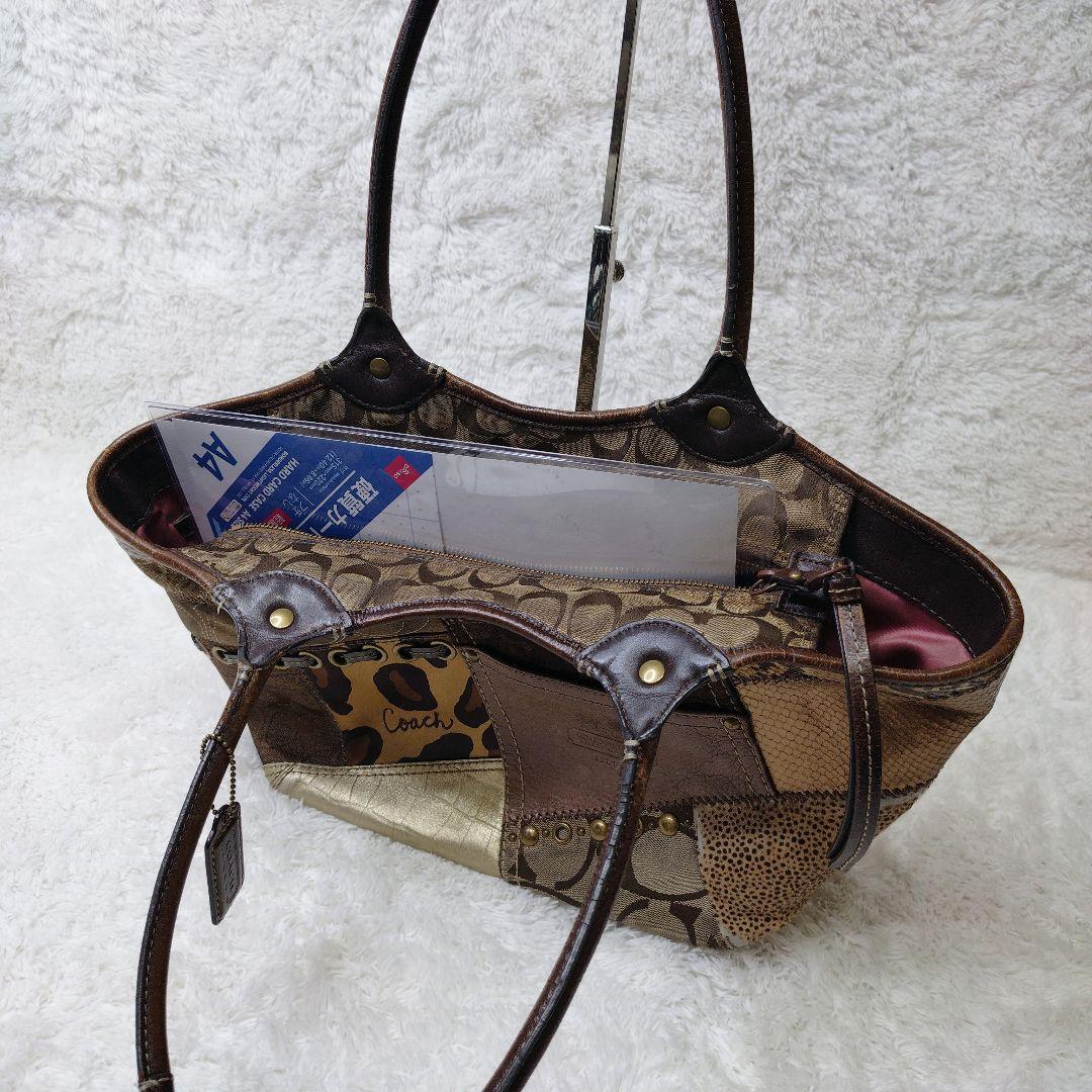 COACH コーチ トートバッグ ブリーカー　パッチワーク 異素材 シグネチャー