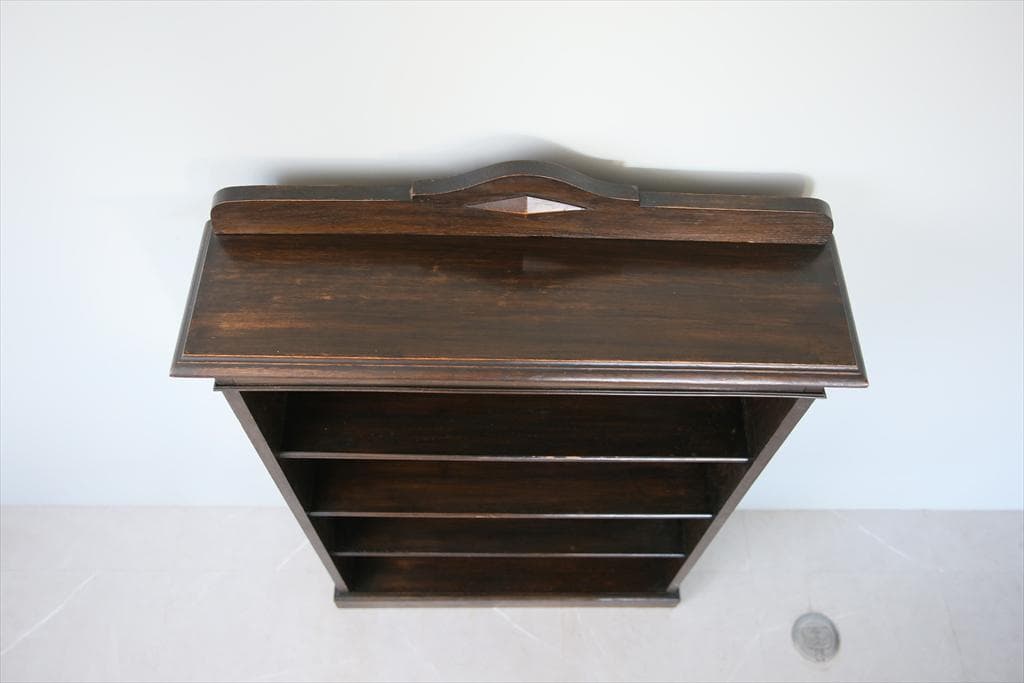 英国アンティーク木製ブックシェルフ/本棚/飾り棚/ラック/花台(91-35)