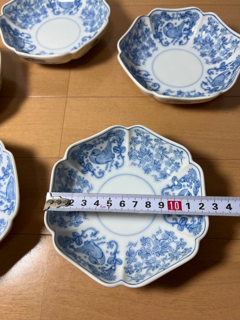 584 深川製磁　花鳥　皿　5客　未使用
