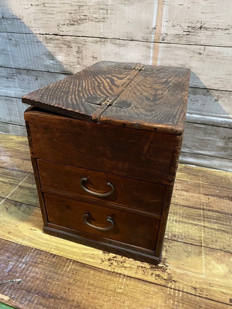 古民家　ヴィンテージ　道具箱　裁縫箱　レトロ　アンティーク　木箱　大正　昭和
