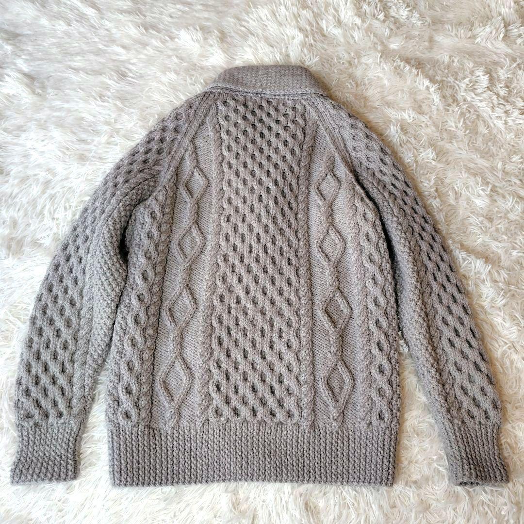 専用！　　インバーアラン　ショールカラー カーディガン　ニット　編み込み