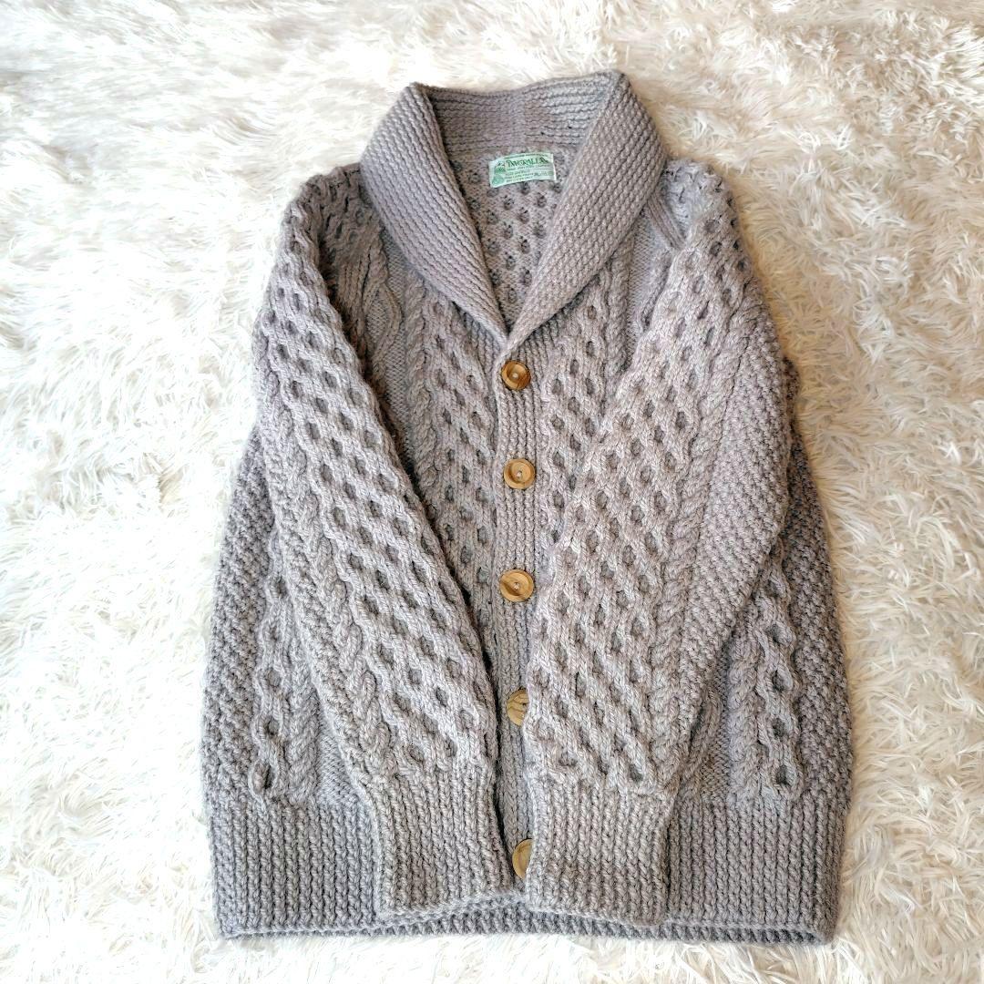 専用！　　インバーアラン　ショールカラー カーディガン　ニット　編み込み