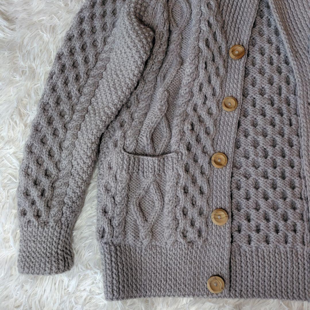 専用！　　インバーアラン　ショールカラー カーディガン　ニット　編み込み