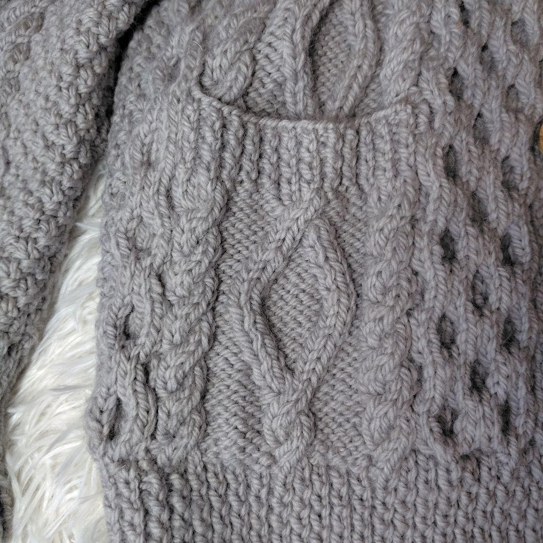 専用！　　インバーアラン　ショールカラー カーディガン　ニット　編み込み