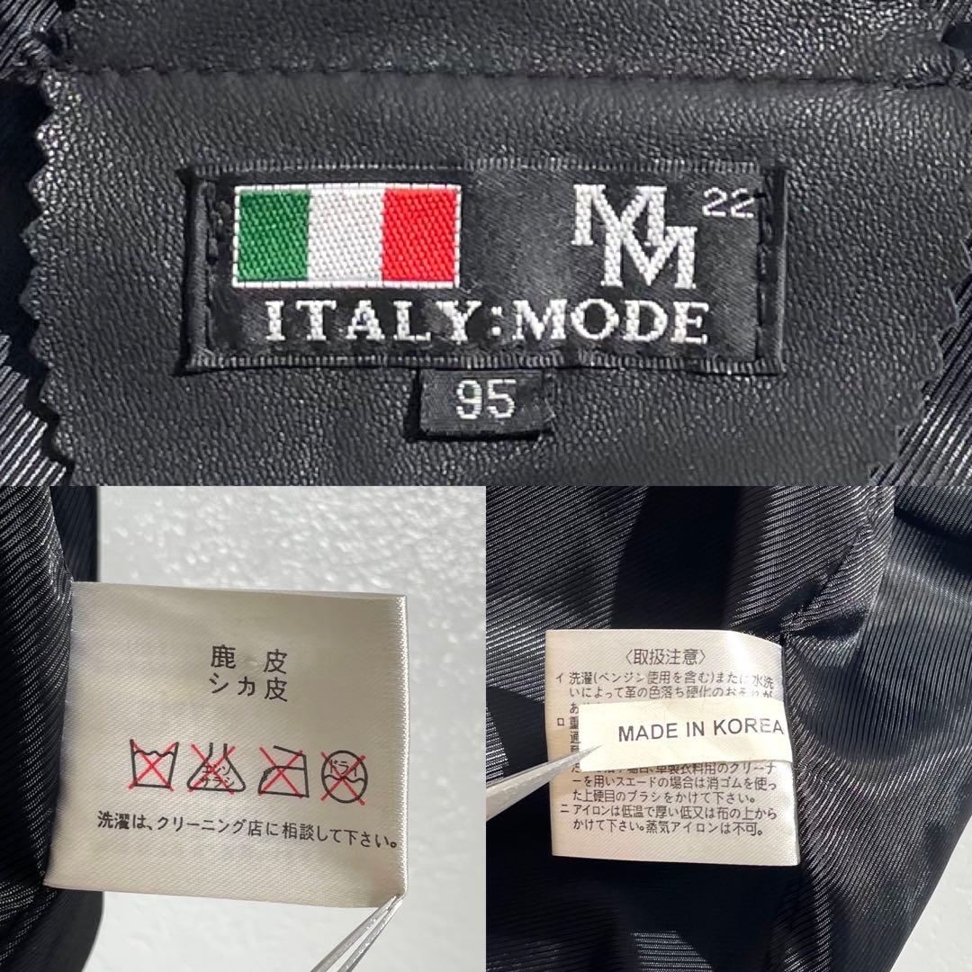 【美品✨希少】ライダースジャケット 鹿革 XLサイズ ブラック イタリーモード