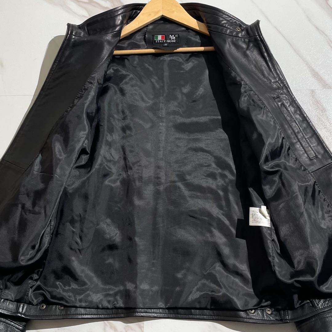 【美品✨希少】ライダースジャケット 鹿革 XLサイズ ブラック イタリーモード