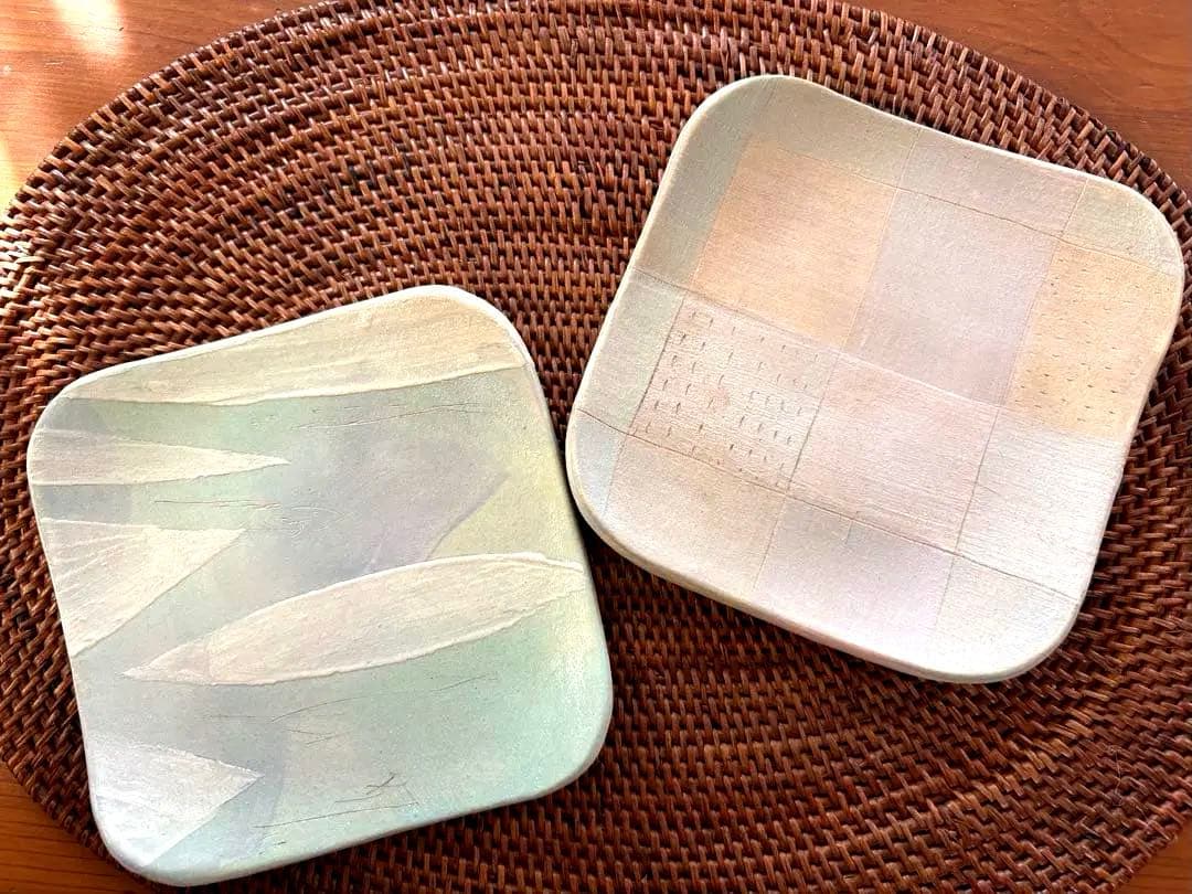 やちむん　シマシマポタリ　角皿セット