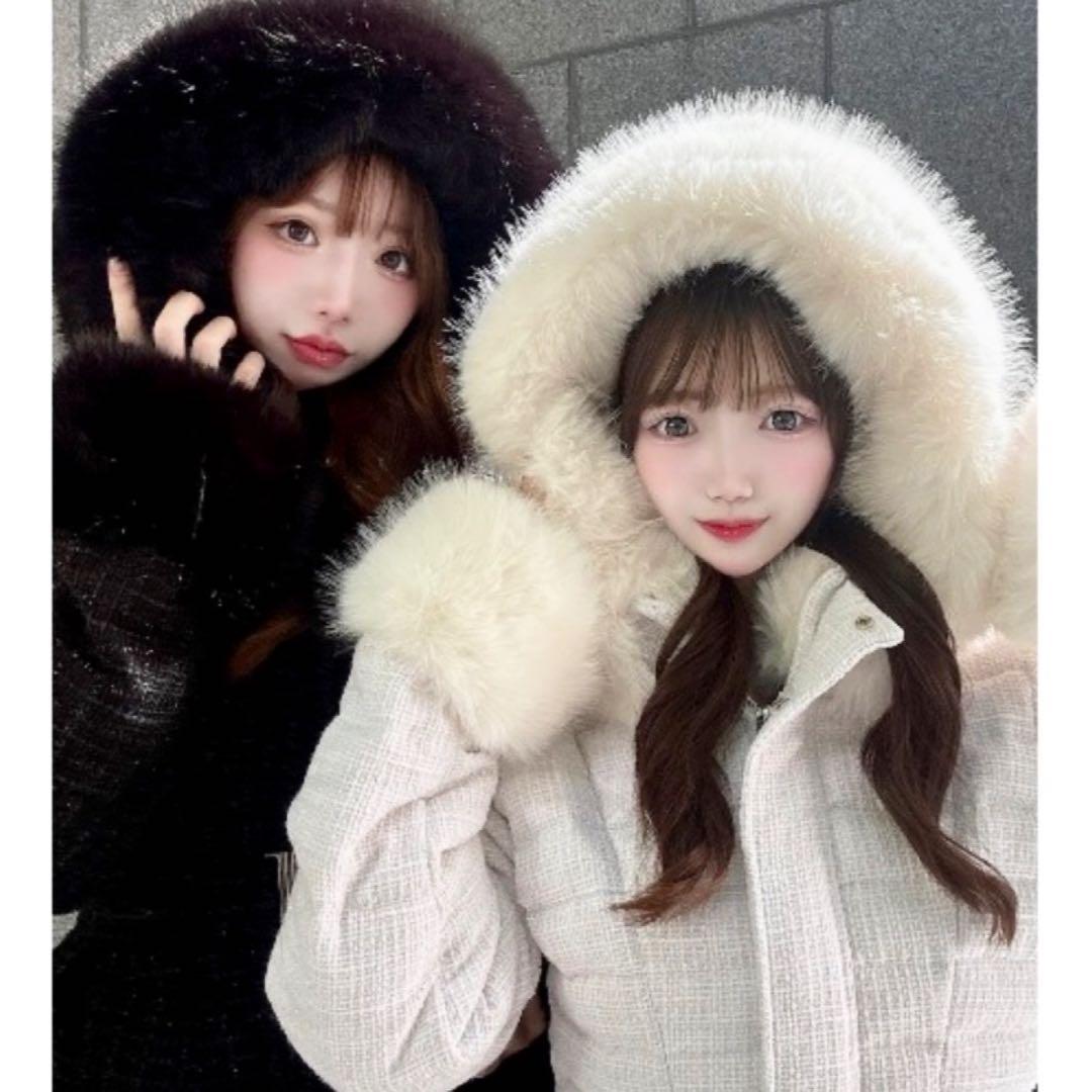 ダウンジャケット S ダーリッチ　レディミディツイードダウンコート　未開封